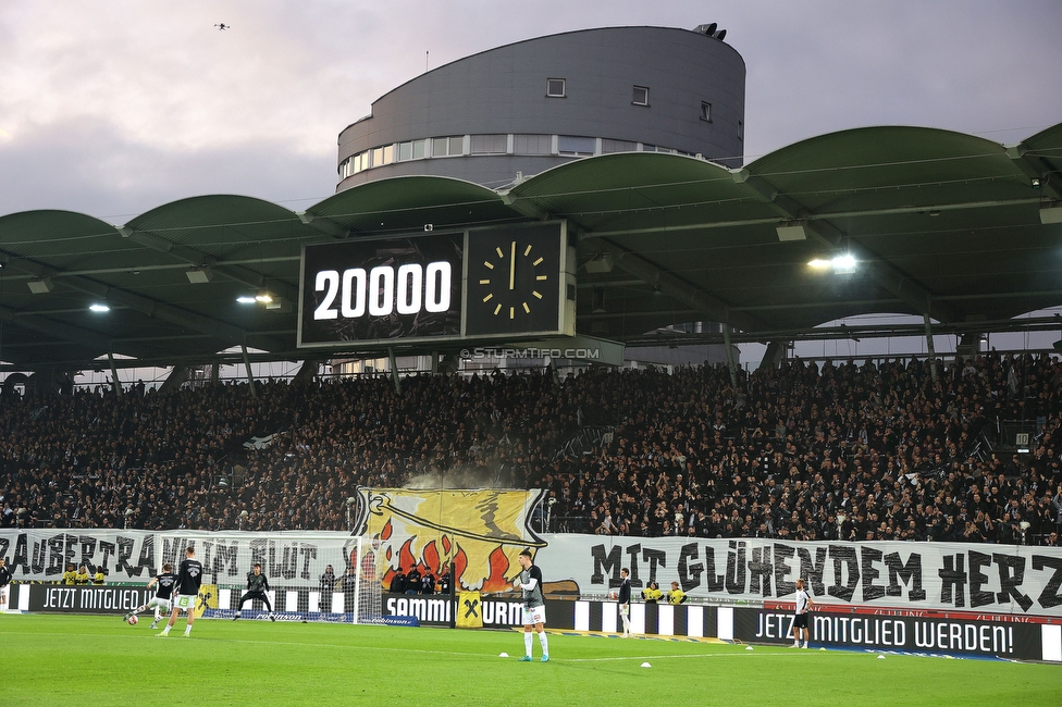 Sturm Graz - Rapid Wien
Oesterreichische Fussball Bundesliga, 12. Runde, SK Sturm Graz - SK Rapid Wien, Stadion Liebenau Graz, 02.11.2024. 

Foto zeigt Fans von Sturm mit einer Choreografie
Schlüsselwörter: brigata