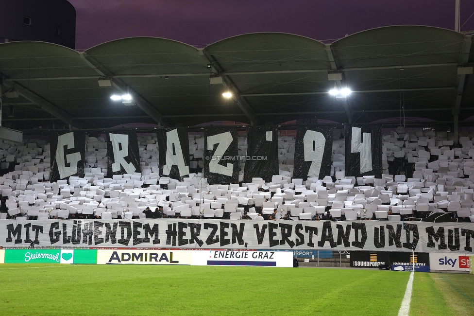 Sturm Graz - Rapid Wien
Oesterreichische Fussball Bundesliga, 12. Runde, SK Sturm Graz - SK Rapid Wien, Stadion Liebenau Graz, 02.11.2024. 

Foto zeigt Fans von Sturm mit einer Choreografie
Schlüsselwörter: brigata