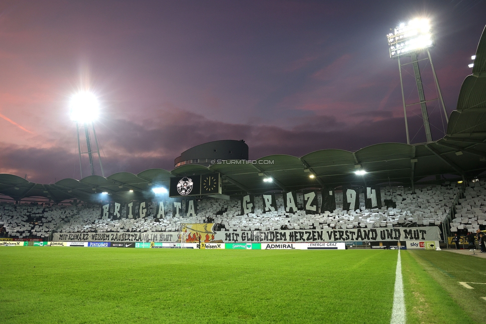 Sturm Graz - Rapid Wien
Oesterreichische Fussball Bundesliga, 12. Runde, SK Sturm Graz - SK Rapid Wien, Stadion Liebenau Graz, 02.11.2024. 

Foto zeigt Fans von Sturm mit einer Choreografie
Schlüsselwörter: brigata