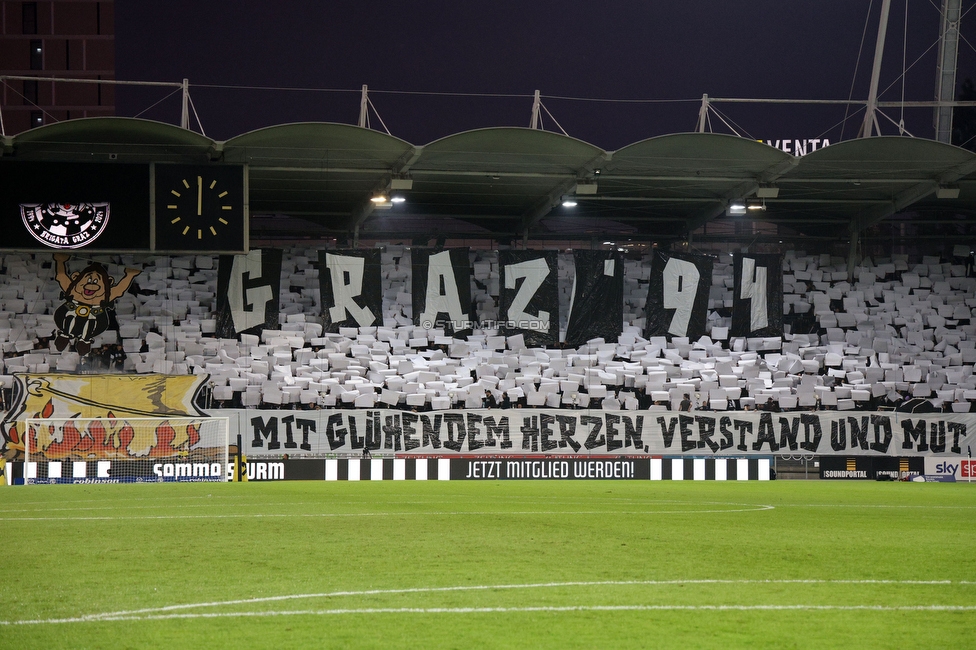 Sturm Graz - Rapid Wien
Oesterreichische Fussball Bundesliga, 12. Runde, SK Sturm Graz - SK Rapid Wien, Stadion Liebenau Graz, 02.11.2024. 

Foto zeigt Fans von Sturm mit einer Choreografie
Schlüsselwörter: brigata