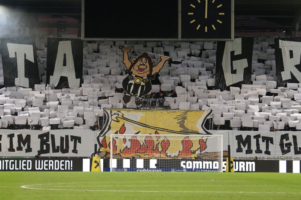 Sturm Graz - Rapid Wien
Oesterreichische Fussball Bundesliga, 12. Runde, SK Sturm Graz - SK Rapid Wien, Stadion Liebenau Graz, 02.11.2024. 

Foto zeigt Fans von Sturm mit einer Choreografie
Schlüsselwörter: brigata