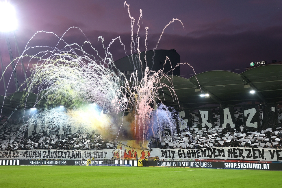 Sturm Graz - Rapid Wien
Oesterreichische Fussball Bundesliga, 12. Runde, SK Sturm Graz - SK Rapid Wien, Stadion Liebenau Graz, 02.11.2024. 

Foto zeigt Fans von Sturm mit einer Choreografie
Schlüsselwörter: brigata