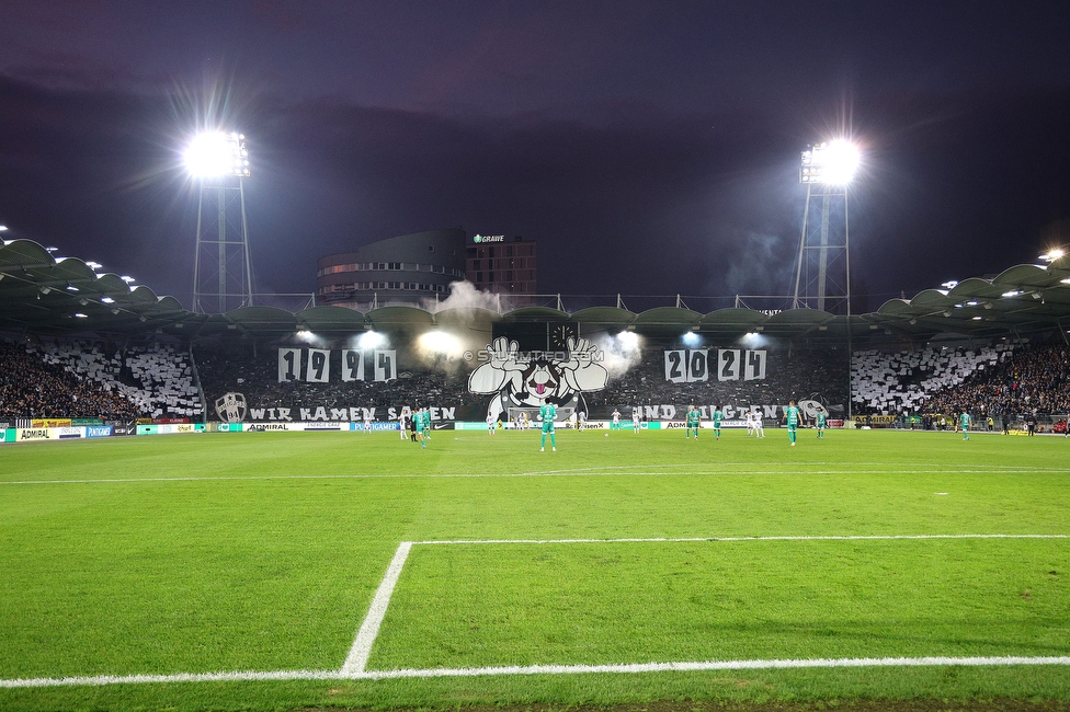 Sturm Graz - Rapid Wien
Oesterreichische Fussball Bundesliga, 12. Runde, SK Sturm Graz - SK Rapid Wien, Stadion Liebenau Graz, 02.11.2024. 

Foto zeigt Fans von Sturm mit einer Choreografie
Schlüsselwörter: brigata