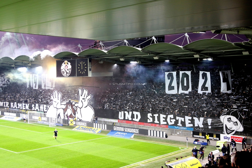 Sturm Graz - Rapid Wien
Oesterreichische Fussball Bundesliga, 12. Runde, SK Sturm Graz - SK Rapid Wien, Stadion Liebenau Graz, 02.11.2024. 

Foto zeigt Fans von Sturm mit einer Choreografie
Schlüsselwörter: brigata pyrotechnik