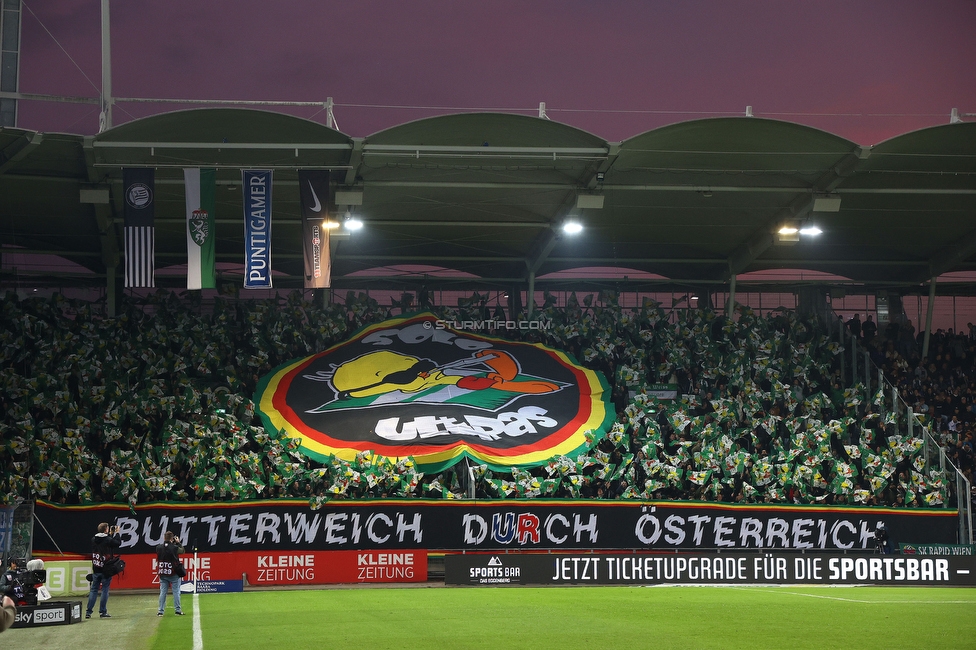 Sturm Graz - Rapid Wien
Oesterreichische Fussball Bundesliga, 12. Runde, SK Sturm Graz - SK Rapid Wien, Stadion Liebenau Graz, 02.11.2024. 

Foto zeigt Fans von Rapid mit einer Choreografie
