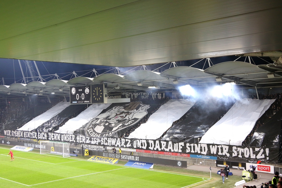 Sturm Graz - Rapid Wien
Oesterreichische Fussball Bundesliga, 12. Runde, SK Sturm Graz - SK Rapid Wien, Stadion Liebenau Graz, 02.11.2024. 

Foto zeigt Fans von Sturm mit einer Choreografie
Schlüsselwörter: brigata pyrotechnik