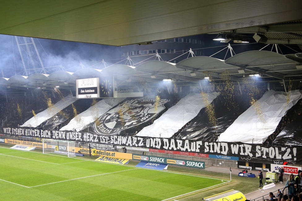 Sturm Graz - Rapid Wien
Oesterreichische Fussball Bundesliga, 12. Runde, SK Sturm Graz - SK Rapid Wien, Stadion Liebenau Graz, 02.11.2024. 

Foto zeigt Fans von Sturm mit einer Choreografie
Schlüsselwörter: brigata pyrotechnik