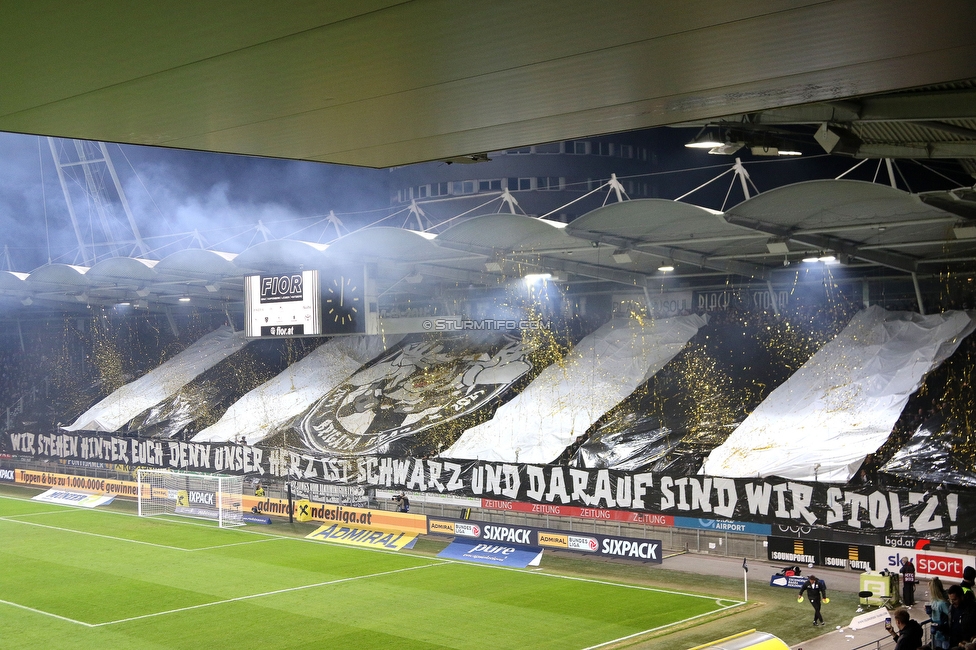 Sturm Graz - Rapid Wien
Oesterreichische Fussball Bundesliga, 12. Runde, SK Sturm Graz - SK Rapid Wien, Stadion Liebenau Graz, 02.11.2024. 

Foto zeigt Fans von Sturm mit einer Choreografie
Schlüsselwörter: brigata pyrotechnik