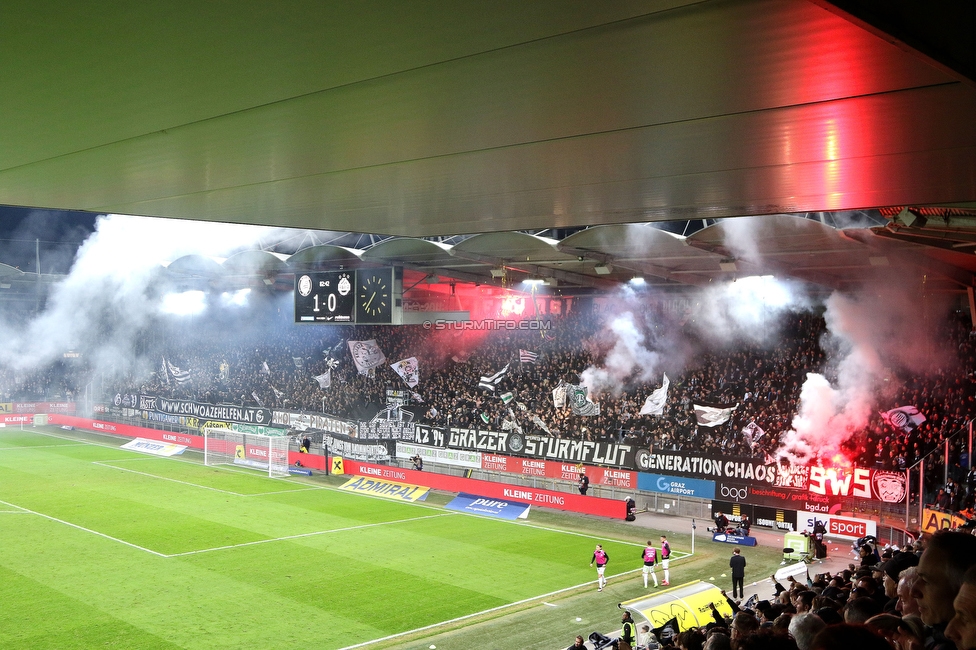 Sturm Graz - Rapid Wien
Oesterreichische Fussball Bundesliga, 12. Runde, SK Sturm Graz - SK Rapid Wien, Stadion Liebenau Graz, 02.11.2024. 

Foto zeigt Fans von Sturm
Schlüsselwörter: brigata pyrotechnik