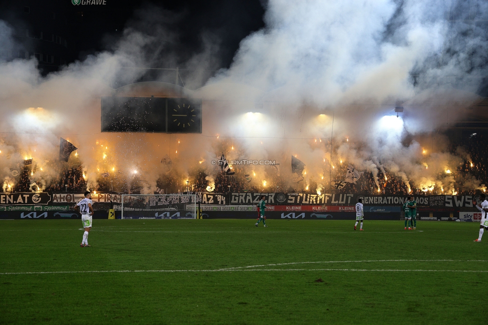 Sturm Graz - Rapid Wien
Oesterreichische Fussball Bundesliga, 12. Runde, SK Sturm Graz - SK Rapid Wien, Stadion Liebenau Graz, 02.11.2024. 

Foto zeigt Fans von Sturm
Schlüsselwörter: brigata pyrotechnik