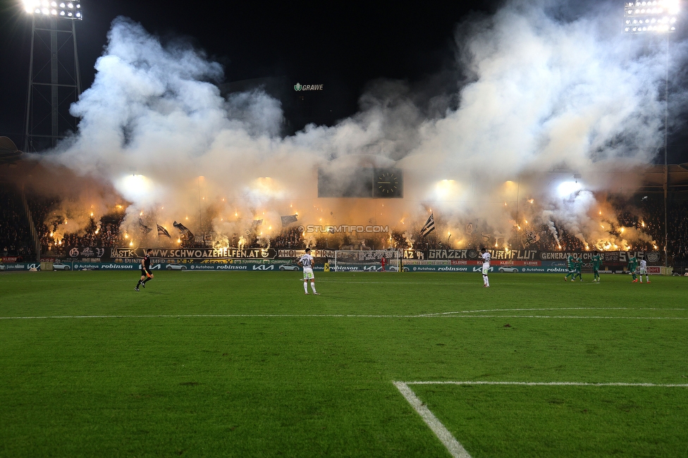 Sturm Graz - Rapid Wien
Oesterreichische Fussball Bundesliga, 12. Runde, SK Sturm Graz - SK Rapid Wien, Stadion Liebenau Graz, 02.11.2024. 

Foto zeigt Fans von Sturm
Schlüsselwörter: brigata pyrotechnik