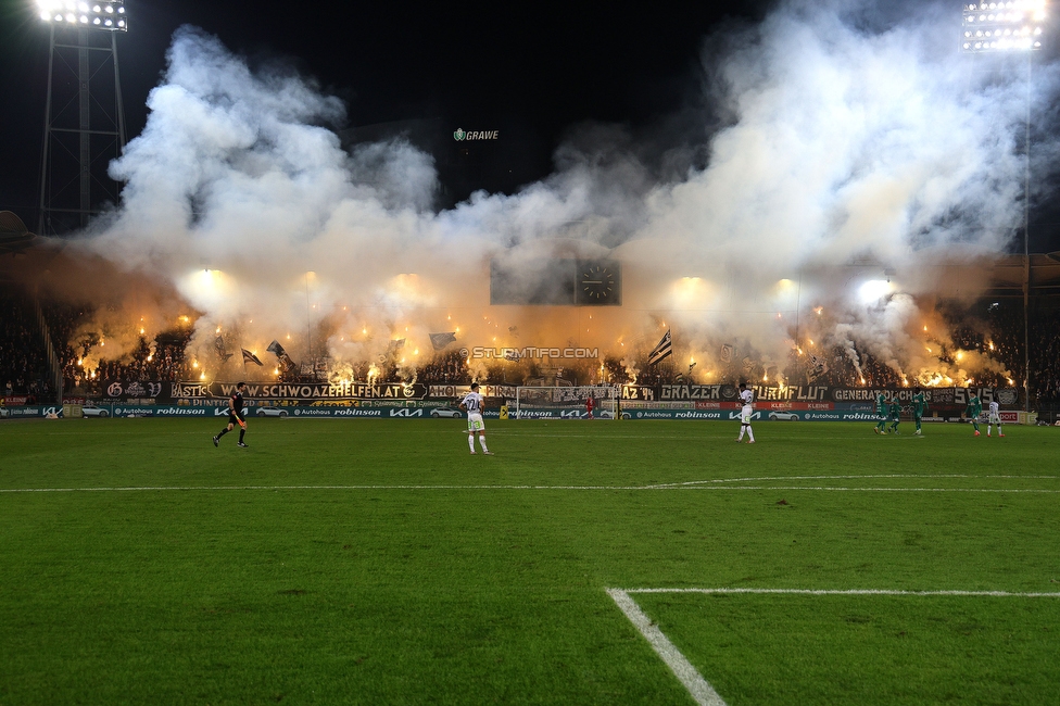 Sturm Graz - Rapid Wien
Oesterreichische Fussball Bundesliga, 12. Runde, SK Sturm Graz - SK Rapid Wien, Stadion Liebenau Graz, 02.11.2024. 

Foto zeigt Fans von Sturm
Schlüsselwörter: brigata pyrotechnik