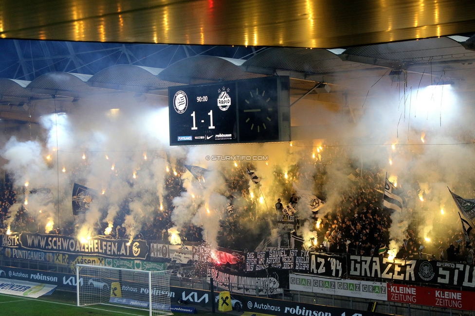 Sturm Graz - Rapid Wien
Oesterreichische Fussball Bundesliga, 12. Runde, SK Sturm Graz - SK Rapid Wien, Stadion Liebenau Graz, 02.11.2024. 

Foto zeigt Fans von Sturm mit einer Choreografie
Schlüsselwörter: brigata pyrotechnik