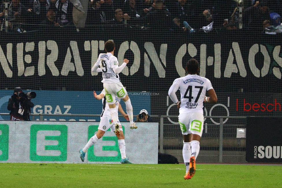 Sturm Graz - Rapid Wien
Oesterreichische Fussball Bundesliga, 12. Runde, SK Sturm Graz - SK Rapid Wien, Stadion Liebenau Graz, 02.11.2024. 

Foto zeigt Erencan Yardimci (Sturm)
Schlüsselwörter: torjubel