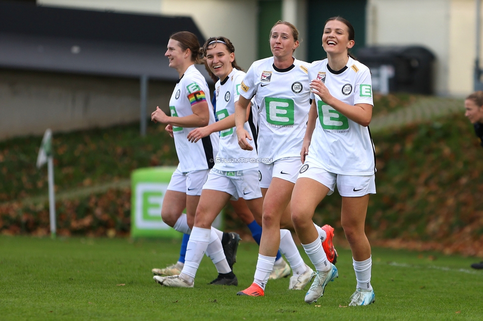 Sturm Damen - Lustenau
OEFB Frauen Bundesliga, 9. Runde, SK Sturm Graz Damen - SPG FC Lustenau FC Dornbirn Ladies, MURAUER Bier Arena - StFV Graz, 03.11.2024. 

Foto zeigt Elisabeth Brandl (Sturm Damen)und Marie Spiess (Sturm Damen)
