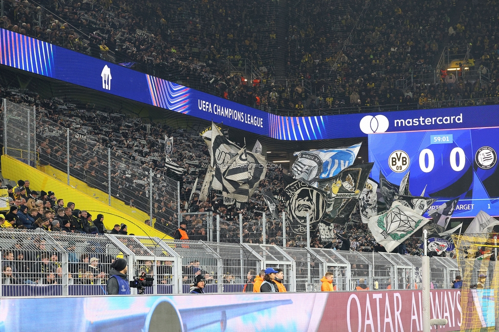 Borussia Dortmund - Sturm Graz
UEFA Champions League Ligaphase 4. Spieltag, Borussia Dortmund - SK Sturm Graz, BVB Stadion Dortmund, 05.11.2024. 

Foto zeigt Fans von Sturm
