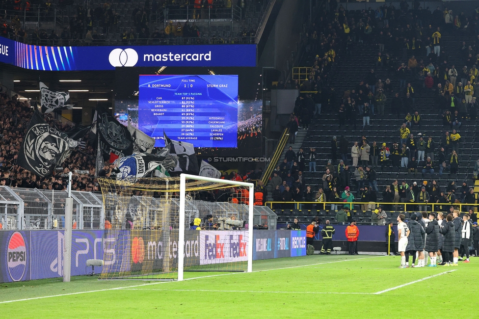 Borussia Dortmund - Sturm Graz
UEFA Champions League Ligaphase 4. Spieltag, Borussia Dortmund - SK Sturm Graz, BVB Stadion Dortmund, 05.11.2024. 

Foto zeigt Fans von Sturm
