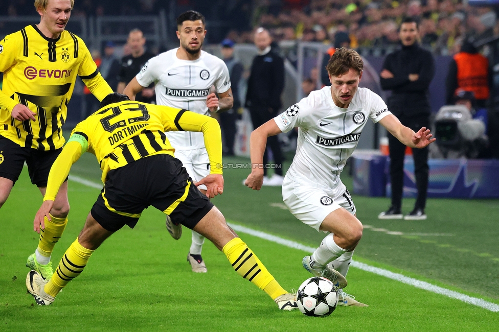 Borussia Dortmund - Sturm Graz
UEFA Champions League Ligaphase 4. Spieltag, Borussia Dortmund - SK Sturm Graz, BVB Stadion Dortmund, 05.11.2024. 

Foto zeigt William Boeving (Sturm)
