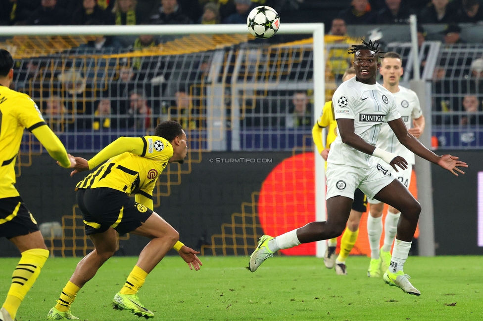 Borussia Dortmund - Sturm Graz
UEFA Champions League Ligaphase 4. Spieltag, Borussia Dortmund - SK Sturm Graz, BVB Stadion Dortmund, 05.11.2024. 

Foto zeigt Seedy Jatta (Sturm)
