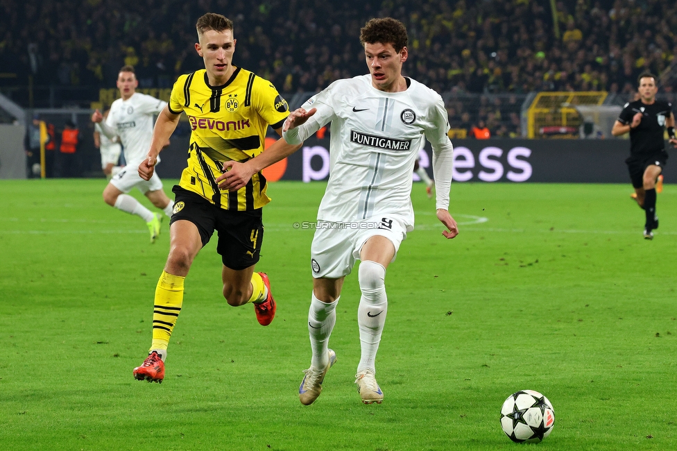 Borussia Dortmund - Sturm Graz
UEFA Champions League Ligaphase 4. Spieltag, Borussia Dortmund - SK Sturm Graz, BVB Stadion Dortmund, 05.11.2024. 

Foto zeigt Erencan Yardimci (Sturm)
