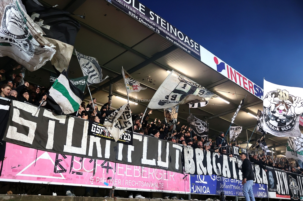 Hartberg - Sturm Graz
Oesterreichische Fussball Bundesliga, 13. Runde, TSV Hartberg - SK Sturm Graz, PROfertil Arena Hartberg, 09.11.2024. 

Foto zeigt Fans von Sturm
