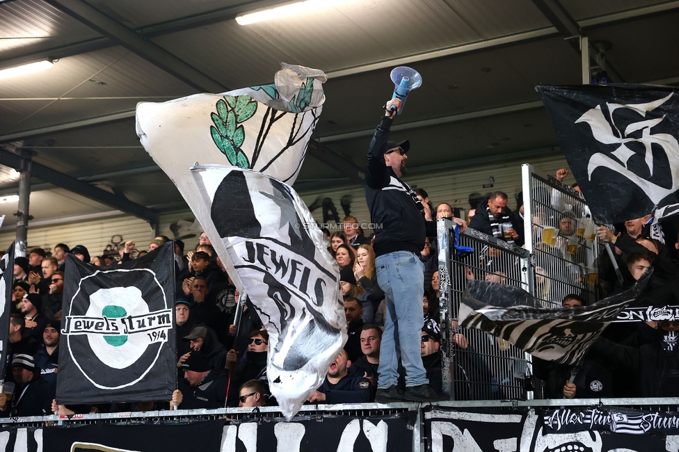 Hartberg - Sturm Graz
Oesterreichische Fussball Bundesliga, 13. Runde, TSV Hartberg - SK Sturm Graz, PROfertil Arena Hartberg, 09.11.2024. 

Foto zeigt Fans von Sturm
