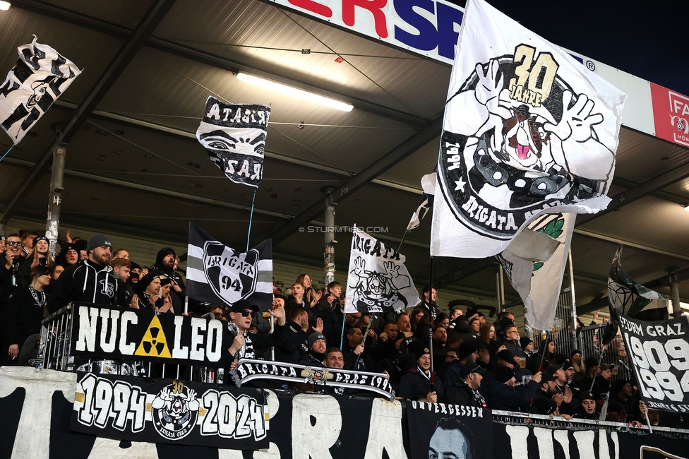 Hartberg - Sturm Graz
Oesterreichische Fussball Bundesliga, 13. Runde, TSV Hartberg - SK Sturm Graz, PROfertil Arena Hartberg, 09.11.2024. 

Foto zeigt Fans von Sturm
