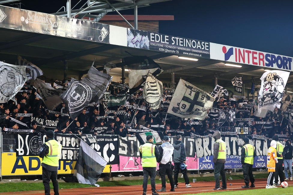 Hartberg - Sturm Graz
Oesterreichische Fussball Bundesliga, 13. Runde, TSV Hartberg - SK Sturm Graz, PROfertil Arena Hartberg, 09.11.2024. 

Foto zeigt Fans von Sturm
