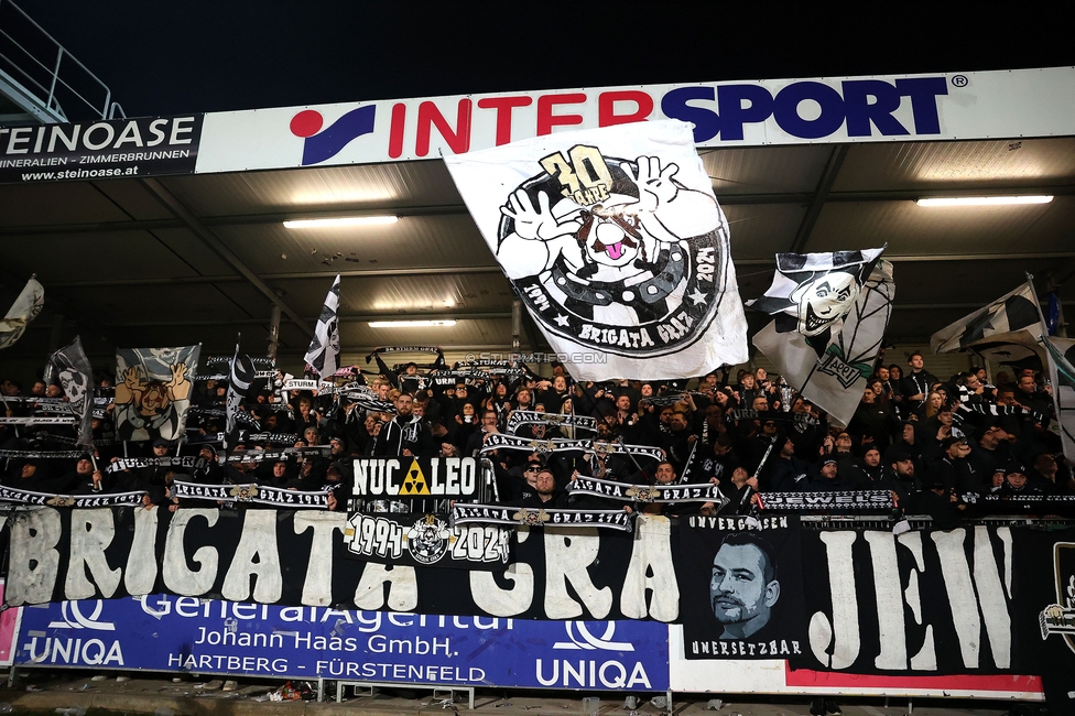 Hartberg - Sturm Graz
Oesterreichische Fussball Bundesliga, 13. Runde, TSV Hartberg - SK Sturm Graz, PROfertil Arena Hartberg, 09.11.2024. 

Foto zeigt Fans von Sturm
