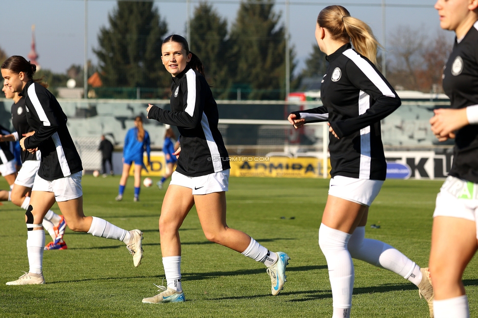 Sturm Damen - BW Linz
OEFB Frauen Bundesliga, 10. Runde, SK Sturm Graz Damen - FC Blau-Weiss Linz Kleinmuenchen, Trainingszentrum Messendorf, 10.11.2024. 

Foto zeigt Marie Spiess (Sturm Damen)
