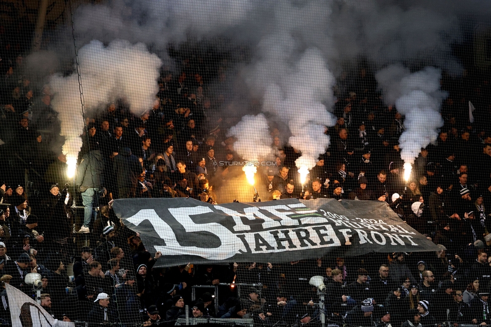 Sturm Graz - Austria Klagenfurt
Oesterreichische Fussball Bundesliga, 14. Runde, SK Sturm Graz - SK Austria Klagenfurt, Stadion Liebenau Graz, 23.11.2024. 

Foto zeigt Fans von Sturm
Schlüsselwörter: murtalfront pyrotechnik