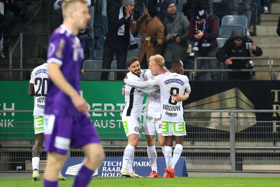 Sturm Graz - Austria Klagenfurt
Oesterreichische Fussball Bundesliga, 14. Runde, SK Sturm Graz - SK Austria Klagenfurt, Stadion Liebenau Graz, 23.11.2024. 

Foto zeigt Mika Biereth (Sturm)
Schlüsselwörter: torjubel