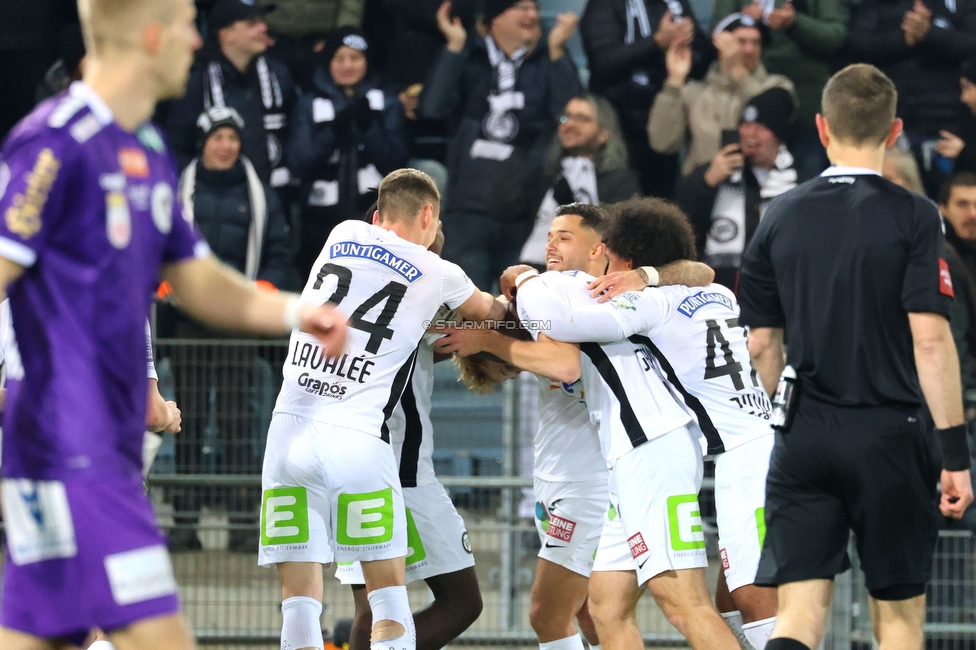 Sturm Graz - Austria Klagenfurt
Oesterreichische Fussball Bundesliga, 14. Runde, SK Sturm Graz - SK Austria Klagenfurt, Stadion Liebenau Graz, 23.11.2024. 

Foto zeigt Niklas Geyrhofer (Sturm)
Schlüsselwörter: torjubel