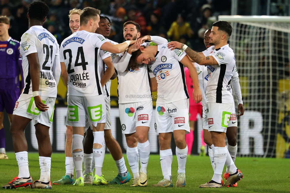 Sturm Graz - Austria Klagenfurt
Oesterreichische Fussball Bundesliga, 14. Runde, SK Sturm Graz - SK Austria Klagenfurt, Stadion Liebenau Graz, 23.11.2024. 

Foto zeigt William Boeving (Sturm)
Schlüsselwörter: torjubel