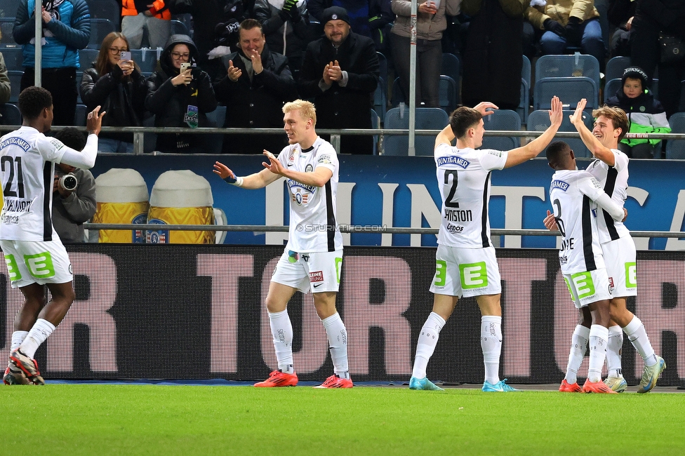 Sturm Graz - Austria Klagenfurt
Oesterreichische Fussball Bundesliga, 14. Runde, SK Sturm Graz - SK Austria Klagenfurt, Stadion Liebenau Graz, 23.11.2024. 

Foto zeigt Mika Biereth (Sturm)
Schlüsselwörter: torjubel