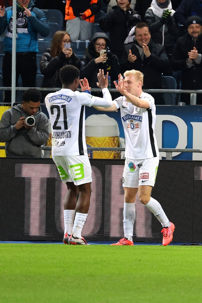 Sturm Graz - Austria Klagenfurt
Oesterreichische Fussball Bundesliga, 14. Runde, SK Sturm Graz - SK Austria Klagenfurt, Stadion Liebenau Graz, 23.11.2024. 

Foto zeigt Mika Biereth (Sturm)
Schlüsselwörter: torjubel