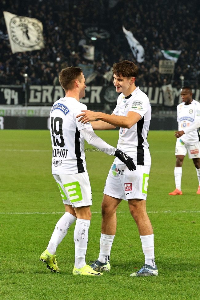 Sturm Graz - Austria Klagenfurt
Oesterreichische Fussball Bundesliga, 14. Runde, SK Sturm Graz - SK Austria Klagenfurt, Stadion Liebenau Graz, 23.11.2024. 

Foto zeigt Tomi Horvat (Sturm) und Leon Grgic (Sturm)
