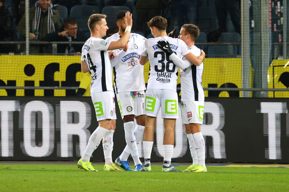 Sturm Graz - Austria Klagenfurt
Oesterreichische Fussball Bundesliga, 14. Runde, SK Sturm Graz - SK Austria Klagenfurt, Stadion Liebenau Graz, 23.11.2024. 

Foto zeigt Leon Grgic (Sturm)
Schlüsselwörter: torjubel