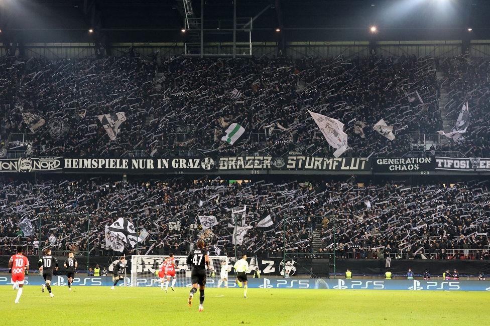 Sturm Graz - Girona
UEFA Champions League Ligaphase 5. Spieltag, SK Sturm Graz - Girona FC, Woerthersee Stadion Klagenfurt, 27.11.2024. 

Foto zeigt Fans von Sturm
Schlüsselwörter: schals