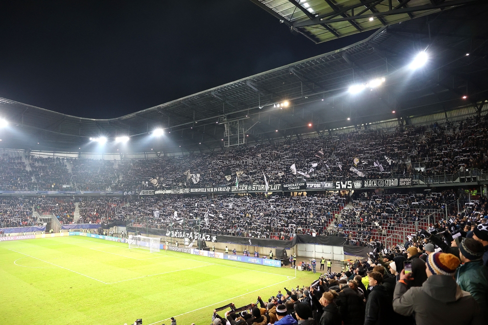 Sturm Graz - Girona
UEFA Champions League Ligaphase 5. Spieltag, SK Sturm Graz - Girona FC, Woerthersee Stadion Klagenfurt, 27.11.2024. 

Foto zeigt Fans von Sturm
Schlüsselwörter: schals