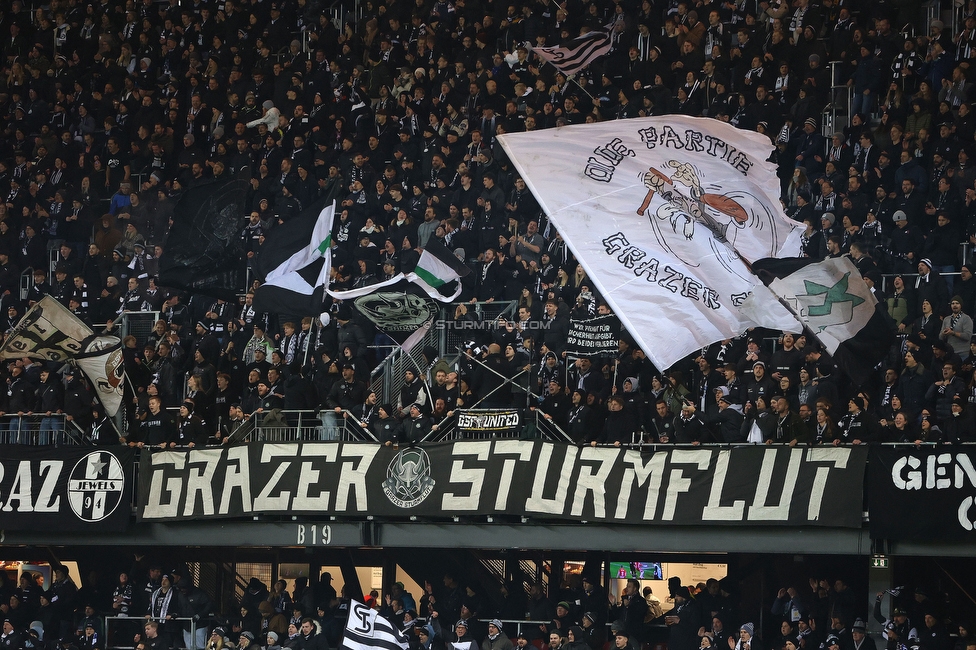 Sturm Graz - Girona
UEFA Champions League Ligaphase 5. Spieltag, SK Sturm Graz - Girona FC, Woerthersee Stadion Klagenfurt, 27.11.2024. 

Foto zeigt Fans von Sturm
Schlüsselwörter: sturmflut