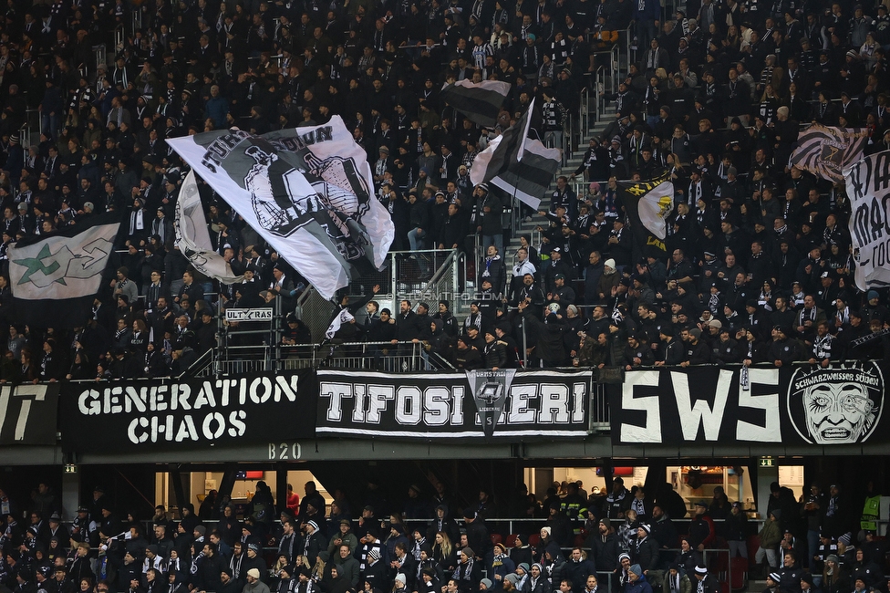 Sturm Graz - Girona
UEFA Champions League Ligaphase 5. Spieltag, SK Sturm Graz - Girona FC, Woerthersee Stadion Klagenfurt, 27.11.2024. 

Foto zeigt Fans von Sturm
Schlüsselwörter: tifosi