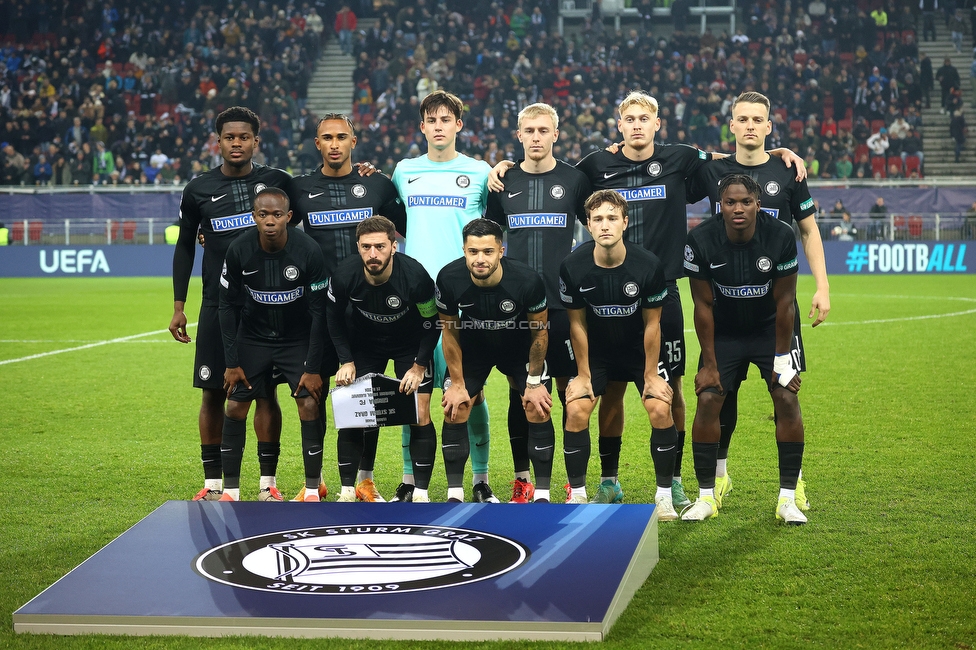 Sturm Graz - Girona
UEFA Champions League Ligaphase 5. Spieltag, SK Sturm Graz - Girona FC, Woerthersee Stadion Klagenfurt, 27.11.2024. 

Foto zeigt die Mannschaft von Sturm
