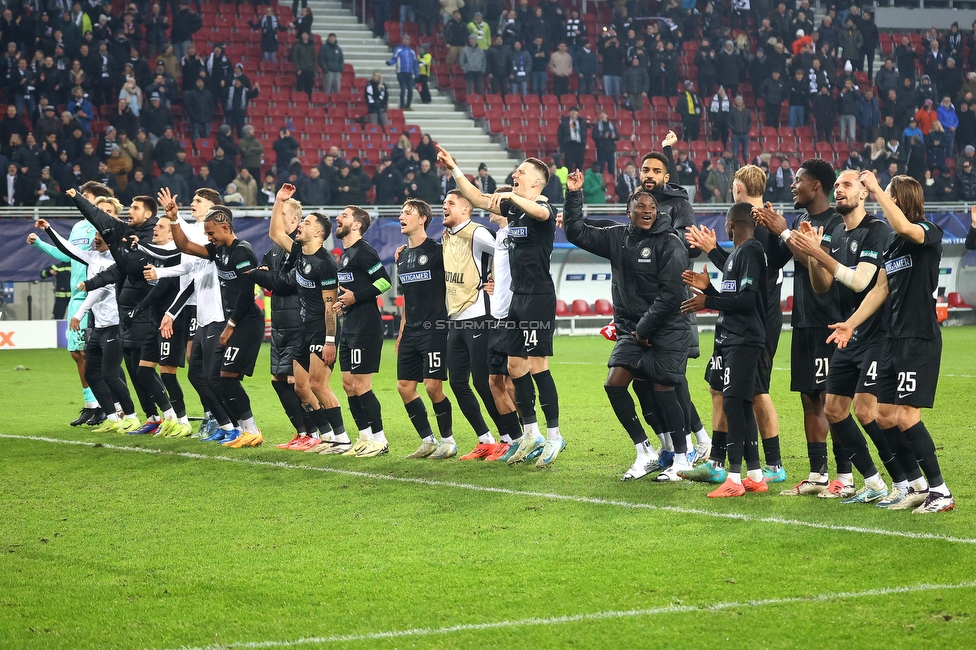 Sturm Graz - Girona
UEFA Champions League Ligaphase 5. Spieltag, SK Sturm Graz - Girona FC, Woerthersee Stadion Klagenfurt, 27.11.2024. 

Foto zeigt die Mannschaft von Sturm
