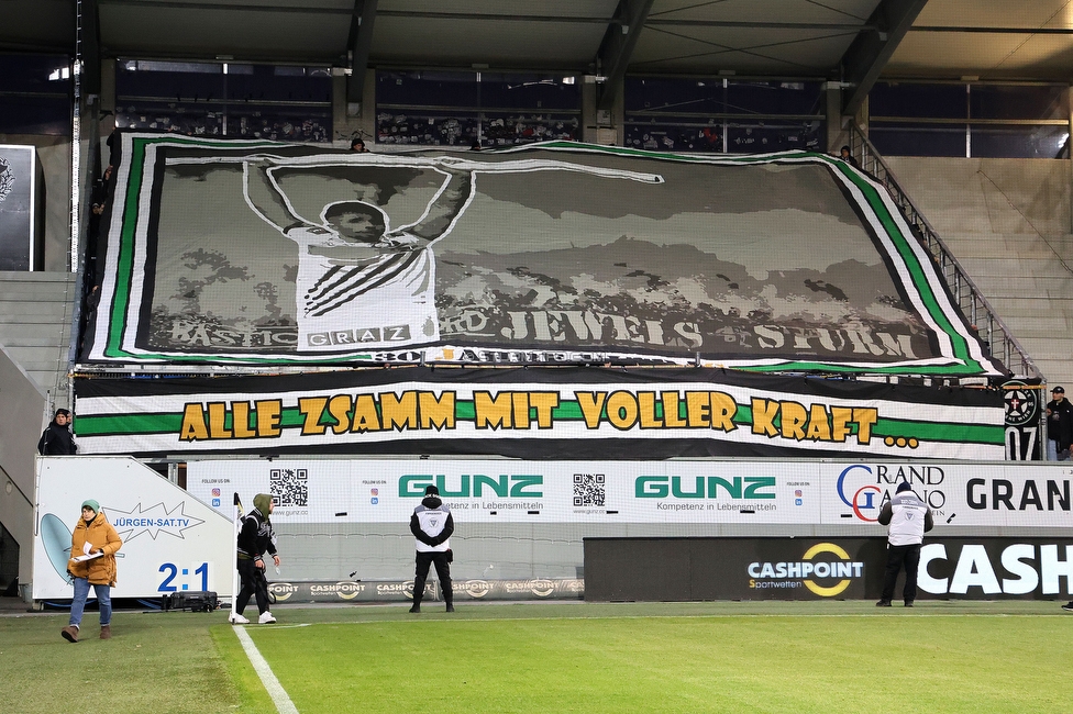 Altach - Sturm Graz
Oesterreichische Fussball Bundesliga, 15. Runde, SCR Altach - SK Sturm Graz, Stadion Schnabelholz Altach, 30.11.2024. 

Foto zeigt Fans von Sturm mit einer Choreografie
Schlüsselwörter: jewels