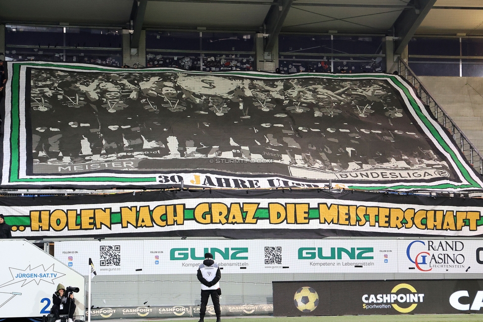 Altach - Sturm Graz
Oesterreichische Fussball Bundesliga, 15. Runde, SCR Altach - SK Sturm Graz, Stadion Schnabelholz Altach, 30.11.2024. 

Foto zeigt Fans von Sturm mit einer Choreografie
Schlüsselwörter: jewels