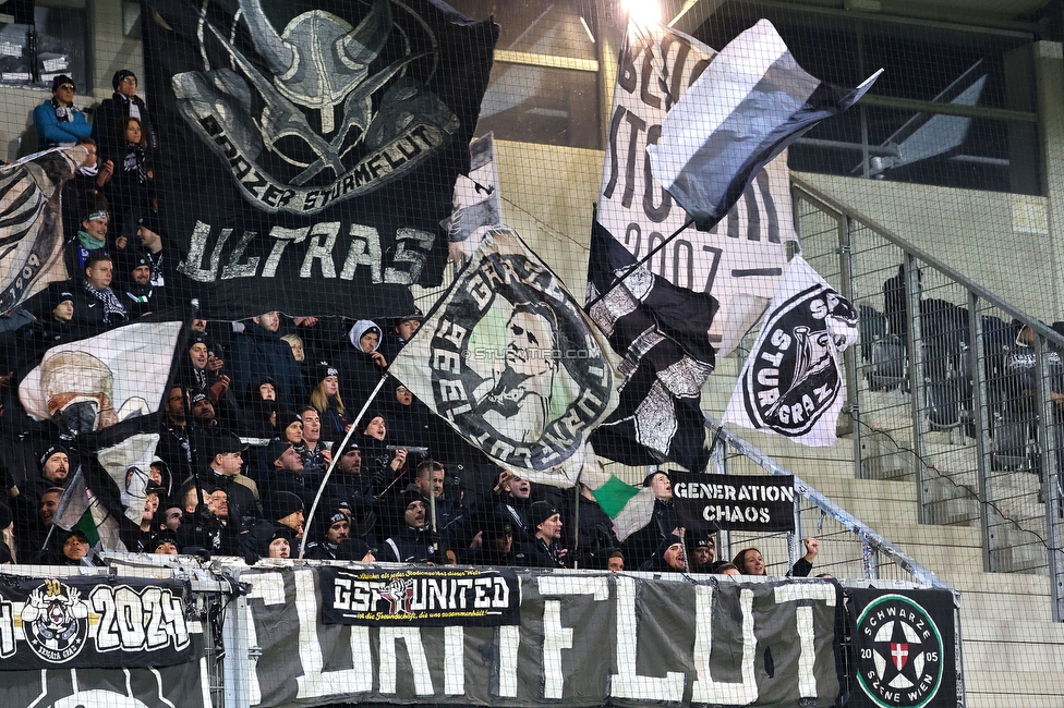 Altach - Sturm Graz
Oesterreichische Fussball Bundesliga, 15. Runde, SCR Altach - SK Sturm Graz, Stadion Schnabelholz Altach, 30.11.2024. 

Foto zeigt Fans von Sturm
Schlüsselwörter: sturmflut