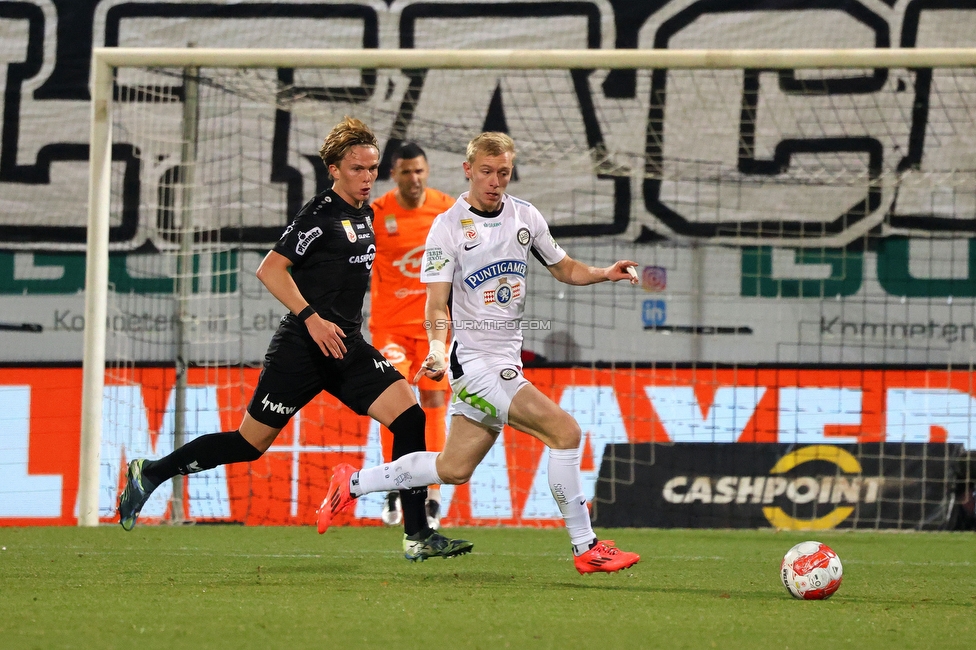 Altach - Sturm Graz
Oesterreichische Fussball Bundesliga, 15. Runde, SCR Altach - SK Sturm Graz, Stadion Schnabelholz Altach, 30.11.2024. 

Foto zeigt Mika Biereth (Sturm)
