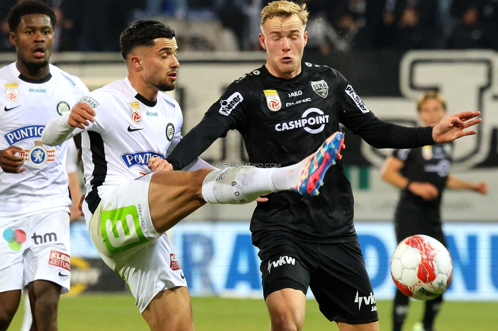 Altach - Sturm Graz
Oesterreichische Fussball Bundesliga, 15. Runde, SCR Altach - SK Sturm Graz, Stadion Schnabelholz Altach, 30.11.2024. 

Foto zeigt Jusuf Gazibegovic (Sturm)
