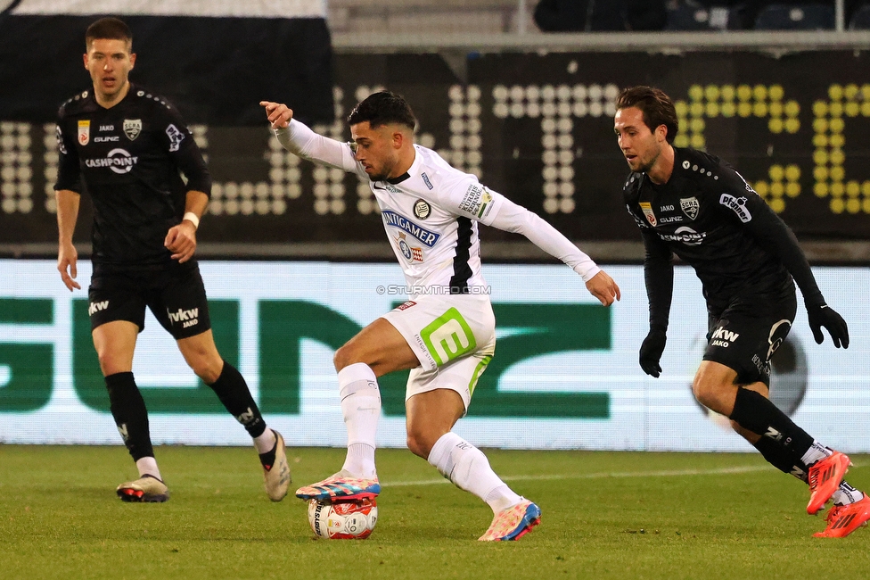 Altach - Sturm Graz
Oesterreichische Fussball Bundesliga, 15. Runde, SCR Altach - SK Sturm Graz, Stadion Schnabelholz Altach, 30.11.2024. 

Foto zeigt Jusuf Gazibegovic (Sturm)
